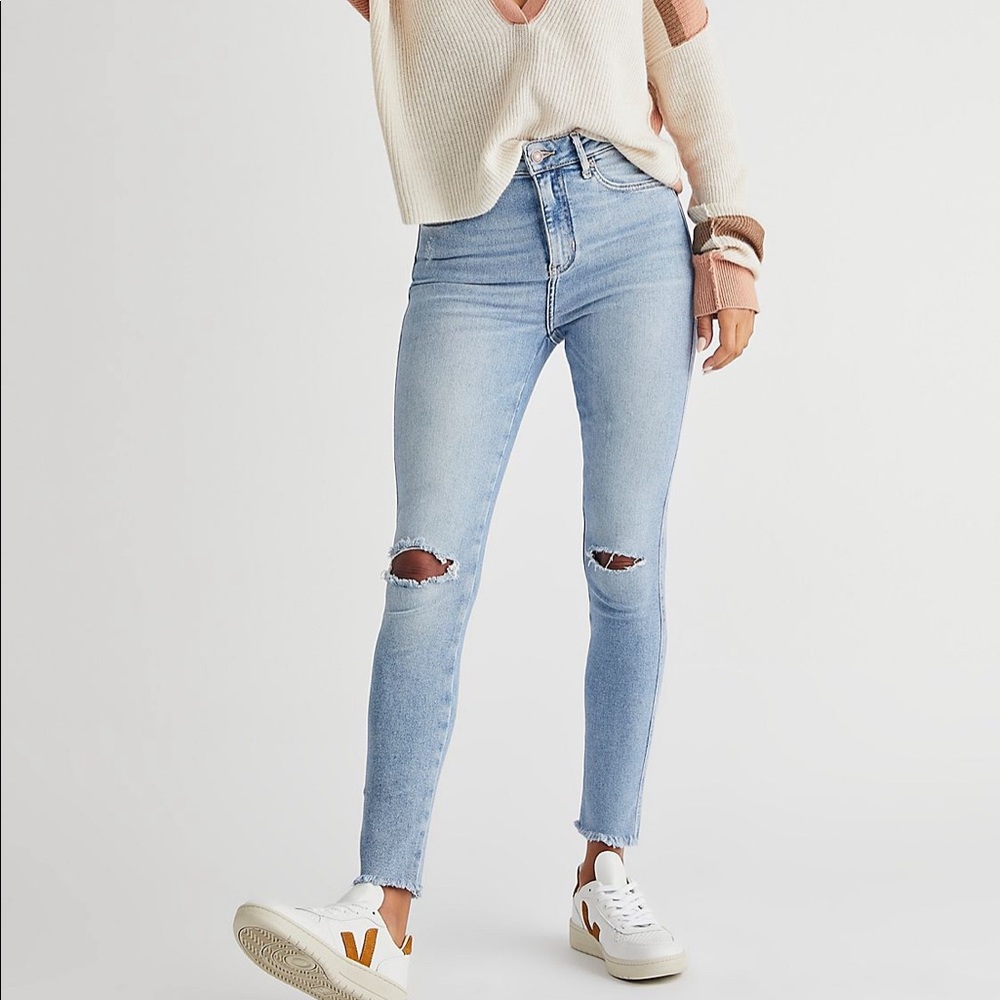 Free People raw high rise jegging in sweet blue